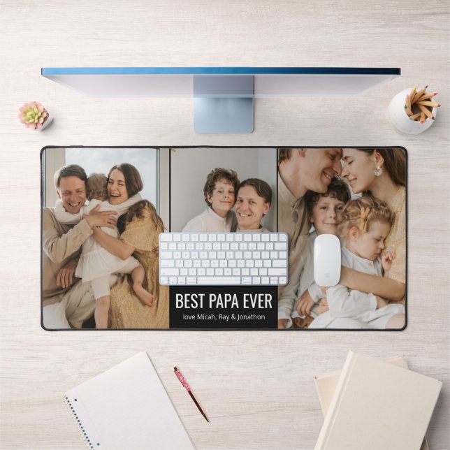 Best Papa Ever Custom Photo Desk Mat (Office 1)