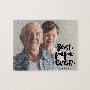 Best Papa Ever Custom Photo Gift From Grandchild Jigsaw Puzzle