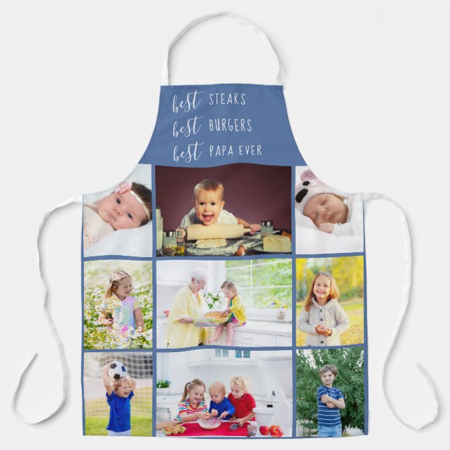 Best Papa Ever Editable 9 Photo Apron (Front)