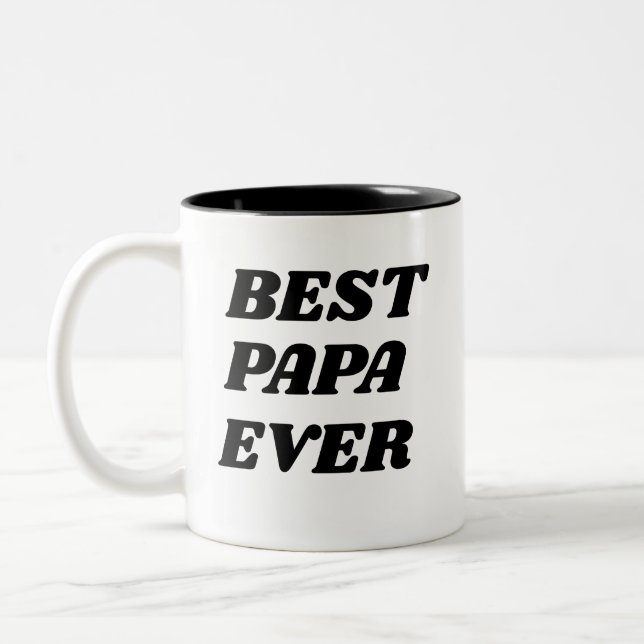 Best Papa  Ever Father's day Personalized gift Two-Tone Coffee Mug (Left)