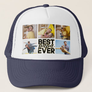 Best Papa Ever Fathers Day Photo Collage Keepsake Trucker Hat
