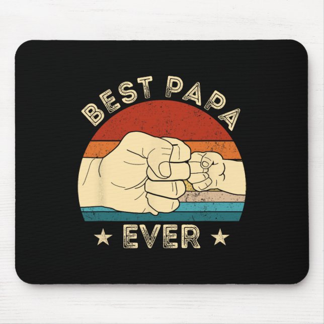 Best Papa Ever Fist Bump Funny Grandpa Father's Da Mouse Pad (Front)