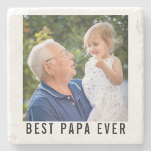 Best Papa Ever Grandfather And Baby Photo    Stone Coaster