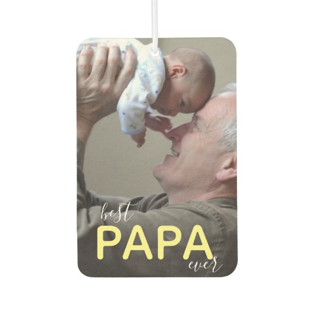 Best Papa Ever Grandpa and Baby Modern Handwriting Air Freshener (Front)