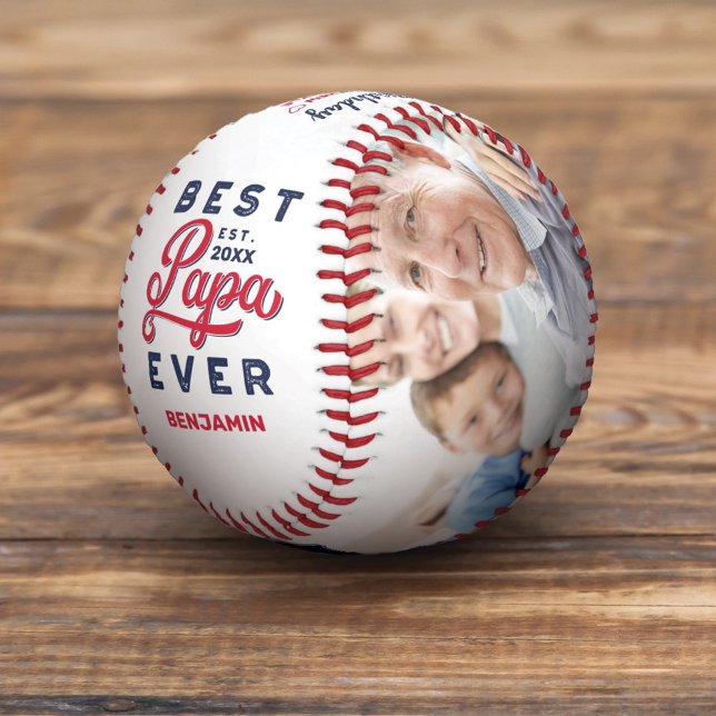 Best Papa Ever | Happy Birthday Photos & Monogram Baseball (Creator Uploaded)