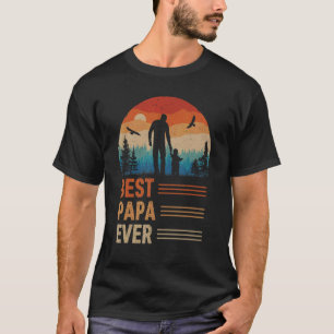 Best Papa Ever Men Retro Vintage Sunset Decor Dad T-Shirt
