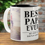 Best Papa Ever Modern Father`s Day 2 Photo Collage Two-Tone Coffee Mug<br><div class="desc">Best Papa Ever Modern Father`s Day 2 Photo Collage Coffee Mug. Personalize the mug with your photos - insert your favourite 2 photos into the templates. Modern black bold typography Best Papa Ever and your sweet message and names. Change any part of the text if you want. Create your own...</div>