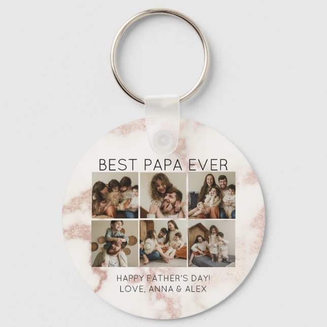 Best Papa Ever Multi-Photo Father's Day Keychain (Front)