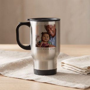 Best Papa Ever Personalized Photo Christmas Simple Travel Mug