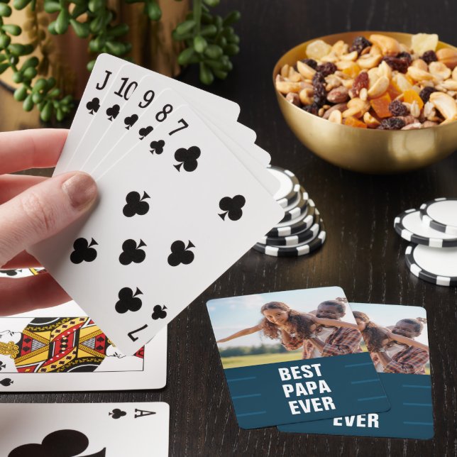 Best Papa Ever Photo Playing Cards (In Situ)
