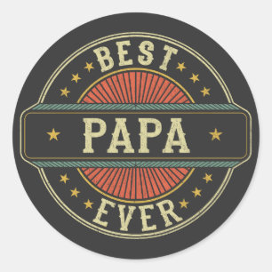 Best Papa Ever Retro Vintage Dad Fathers Day Classic Round Sticker
