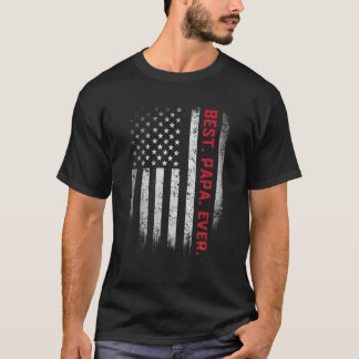 Best Papa Ever Vintage American Flag Father's Day T-Shirt