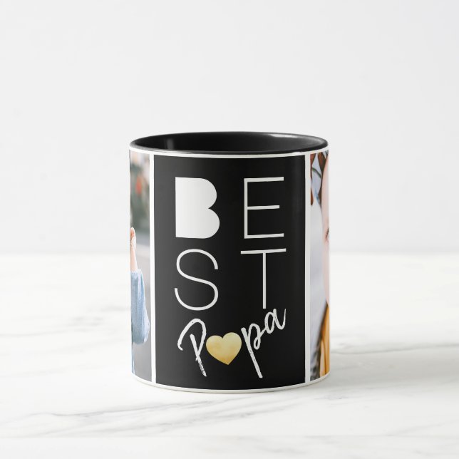 Best Papa Two Photo Back White Mug (Center)