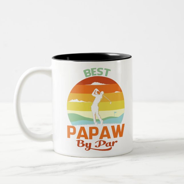Best Papaw By Par Father's Day Golf Shirt Gift Two-Tone Coffee Mug (Left)