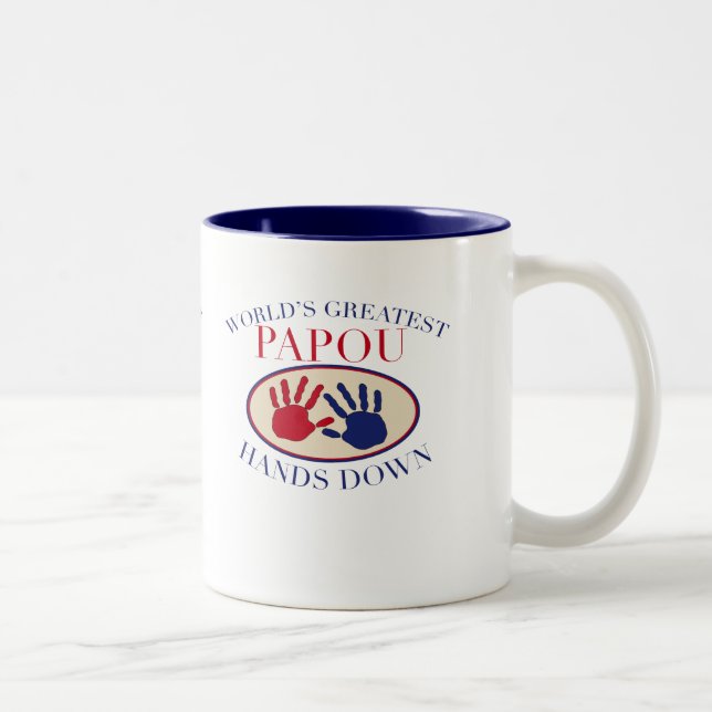 Best Papou Hands Down Two-Tone Coffee Mug (Right)