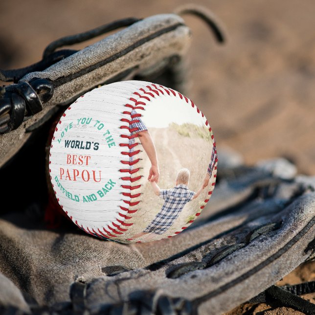 Best Papou | Personalized Family Photos Baseball (Creator Uploaded)