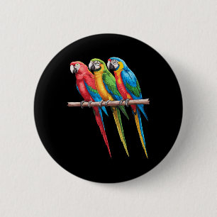 Best Parrot Art For Men Women Kids Tropical Parrot 2 Inch Round Button