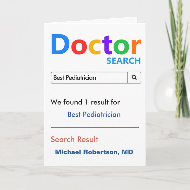 Best Pediatrician Doctor Thank You Card (Front)