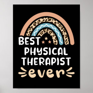 Best Physical Therapist ever Leopard Rainbow Gift Poster