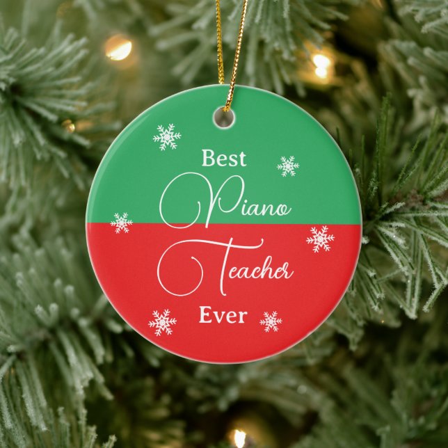 Best Piano Teacher Ever Piano Key Photo Ceramic Ornament (Tree)