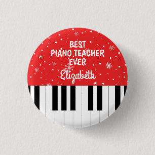 Best Piano Teacher Ever Piano Key Red 1 Inch Round Button