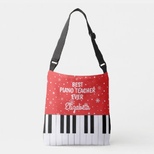 Best Piano Teacher Ever Piano Key Red Crossbody Bag