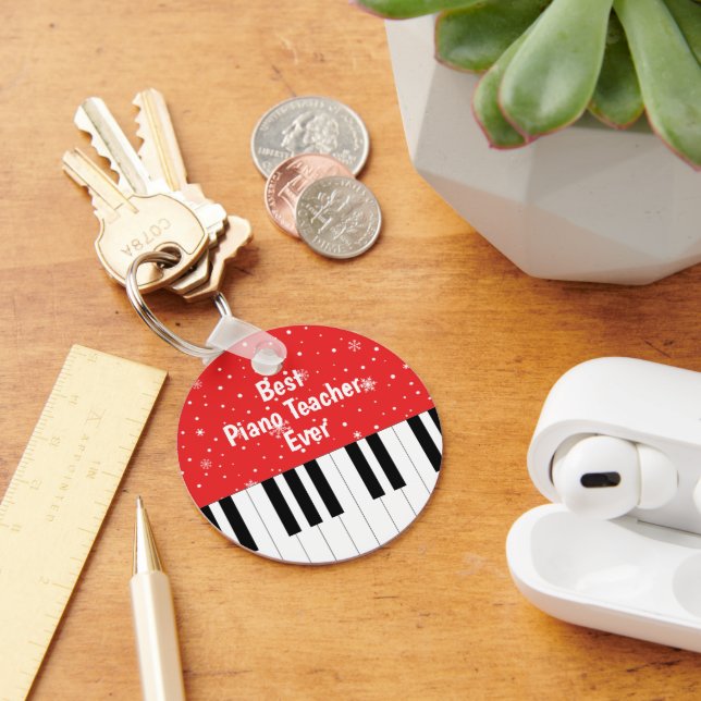 Best Piano Teacher Ever Piano Key Red Keychain (Desk)