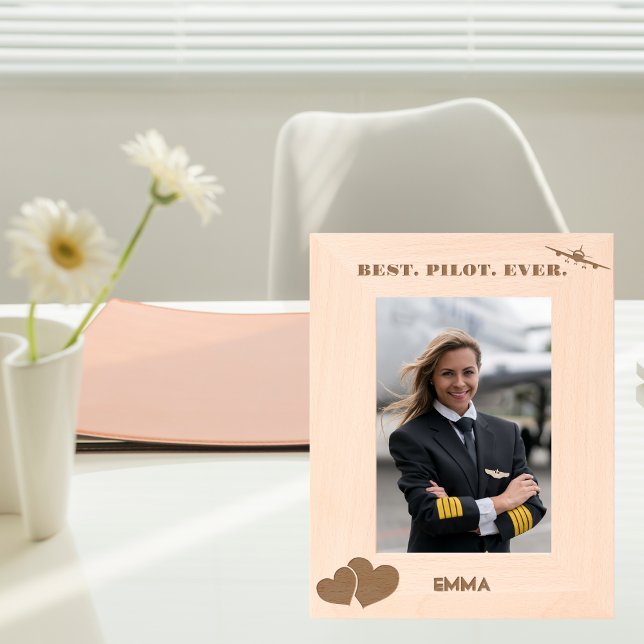 Best Pilot Ever Airplane & Heart, Simple Custom Etched Frames (Creator Uploaded)