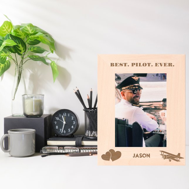 Best Pilot Ever Airplane & Heart, Simple Custom Etched Frames (Creator Uploaded)