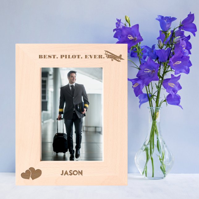 Best Pilot Ever Airplane & Heart, Simple Custom Etched Frames (Creator Uploaded)