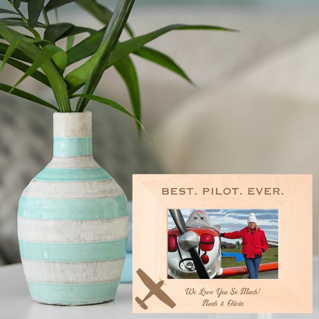 Best Pilot Ever, Simple Wooden Photo, Personalized Etched Frames (Creator Uploaded)