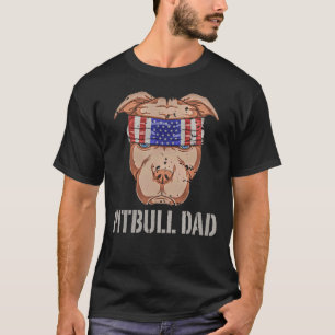 Best Pitbull Dad American Flag Bandana Pit Bull Da T-Shirt