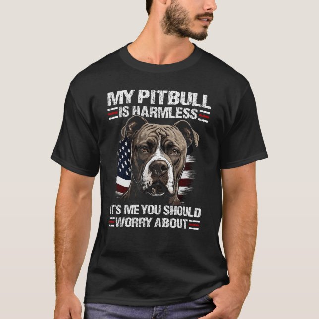 Best Pitbull Dad American Flag Pitbull T-Shirt (Front)