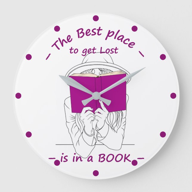 Best Place to get Lost is in a Book  Large Clock (Front)