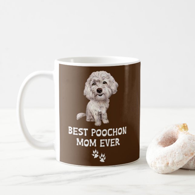 Best Poochon Mom Ever for Bichon Cross Poodle Coffee Mug (With Donut)