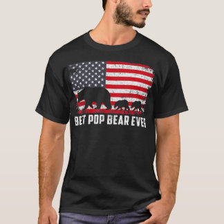 Best Pop Bear Ever USA American Flag Father's Day T-Shirt