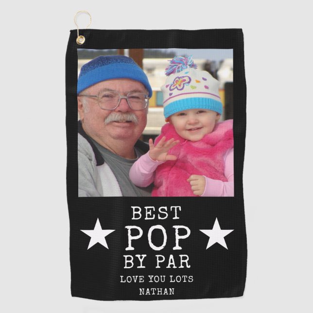 Best Pop by Par Photo Name Black And White   Golf Towel (Front)