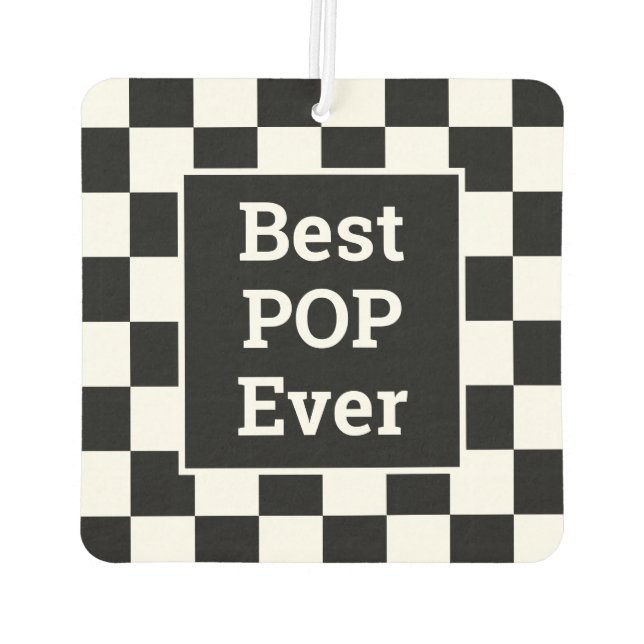 Best Pop Ever Black White Chequered Pattern Air Freshener (Back)