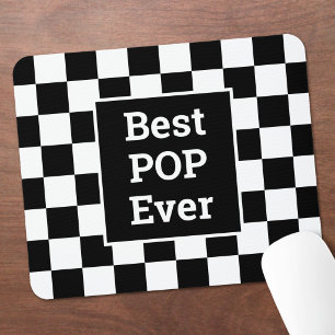 Best Pop Ever Black White Chequered Pattern Mouse Pad