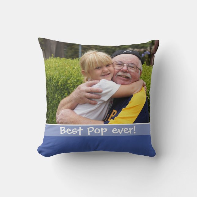 Best Pop Ever Love You Most 2 Photo Blue Throw Pillow (Front)