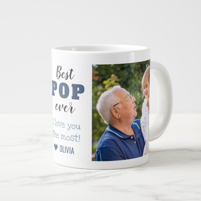 Best Pop Ever Love You Most 2 Photo Large Coffee Mug (Front Right)