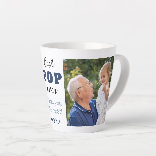 Best Pop Ever Love You Most 2 Photo Latte Mug (Right Angle)