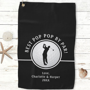 Best Pop Pop By Par Golfer Male Black & White Fun Golf Towel