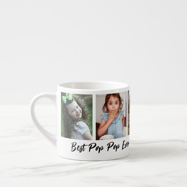 Best  Pop Pop Ever Grandchildren 5 Photo Collage Espresso Cup (Left)