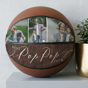 Best Pop Pop Ever Leather Father's Day Photo Gift Basketball