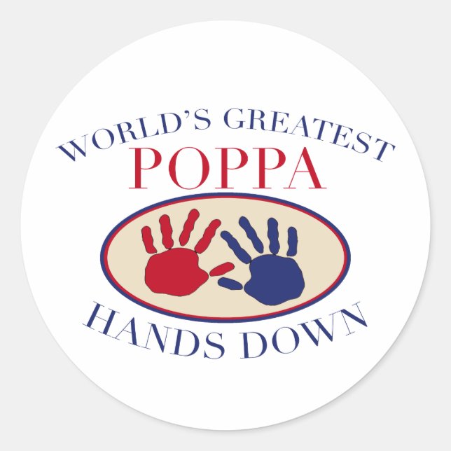 Best Poppa Hands Down Classic Round Sticker (Front)