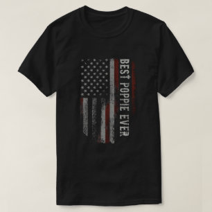 Best Poppie Ever American Flag Vintage grandpa  T-Shirt