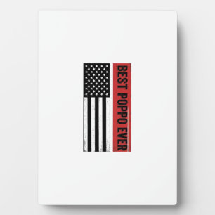 Best Poppo Ever Patriotic Flag Vintage Graphic_1 Plaque
