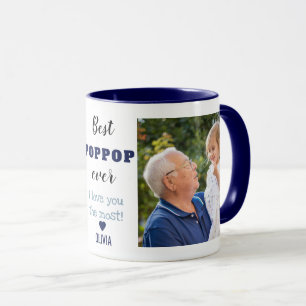 Best Poppop Ever Love You 2 Photo Collage Blue Mug