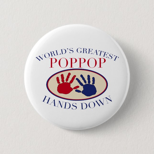 Best PopPop Hands Down 2 Inch Round Button (Front)